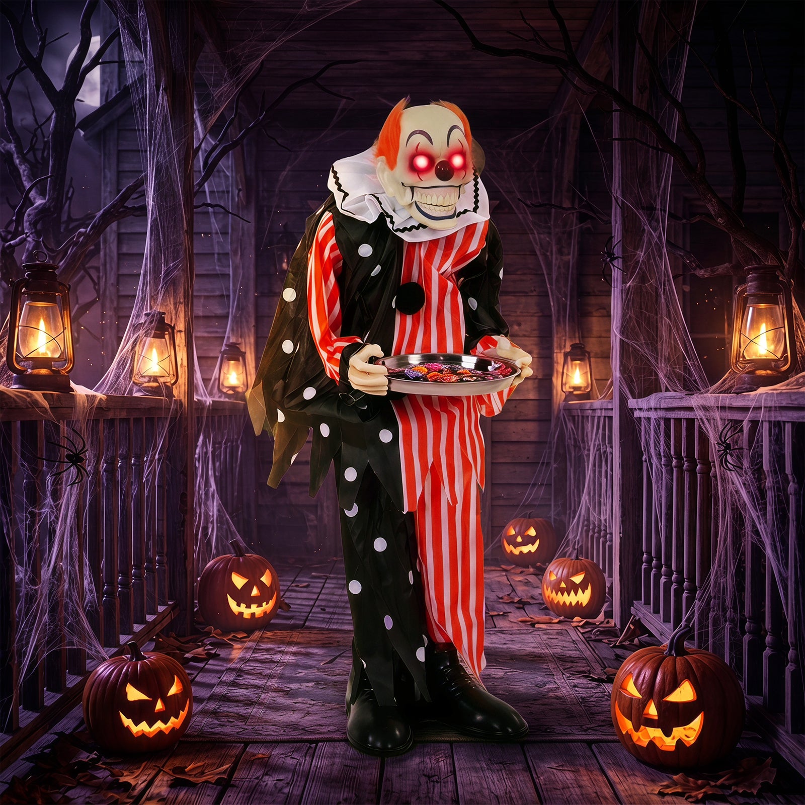 HOMCOM Animated Clown Halloween Decorations Outdoor Indoor