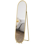 Oval Full Length Mirror With Metal Frame Hanging Or Leaning | One Size | Gold