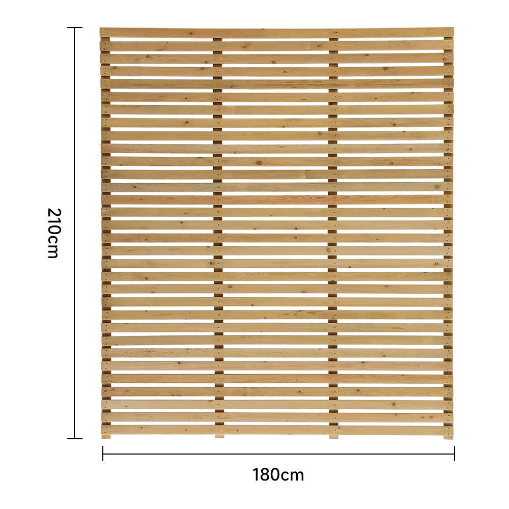 180cm W X 210cm H Garden Privacy Wooden Fence Panel, Solid Pine Slatted Outdoor Fence With Water-based Finish