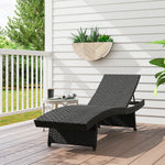 Pe Rattan Sun Lounger With 4-level Adjustable Backrest | Black