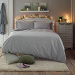 Southwick Cotton Rich Soft Duvet Cover Set -  Breathable Melange Look Bedding With Piped Finish | King | Grey