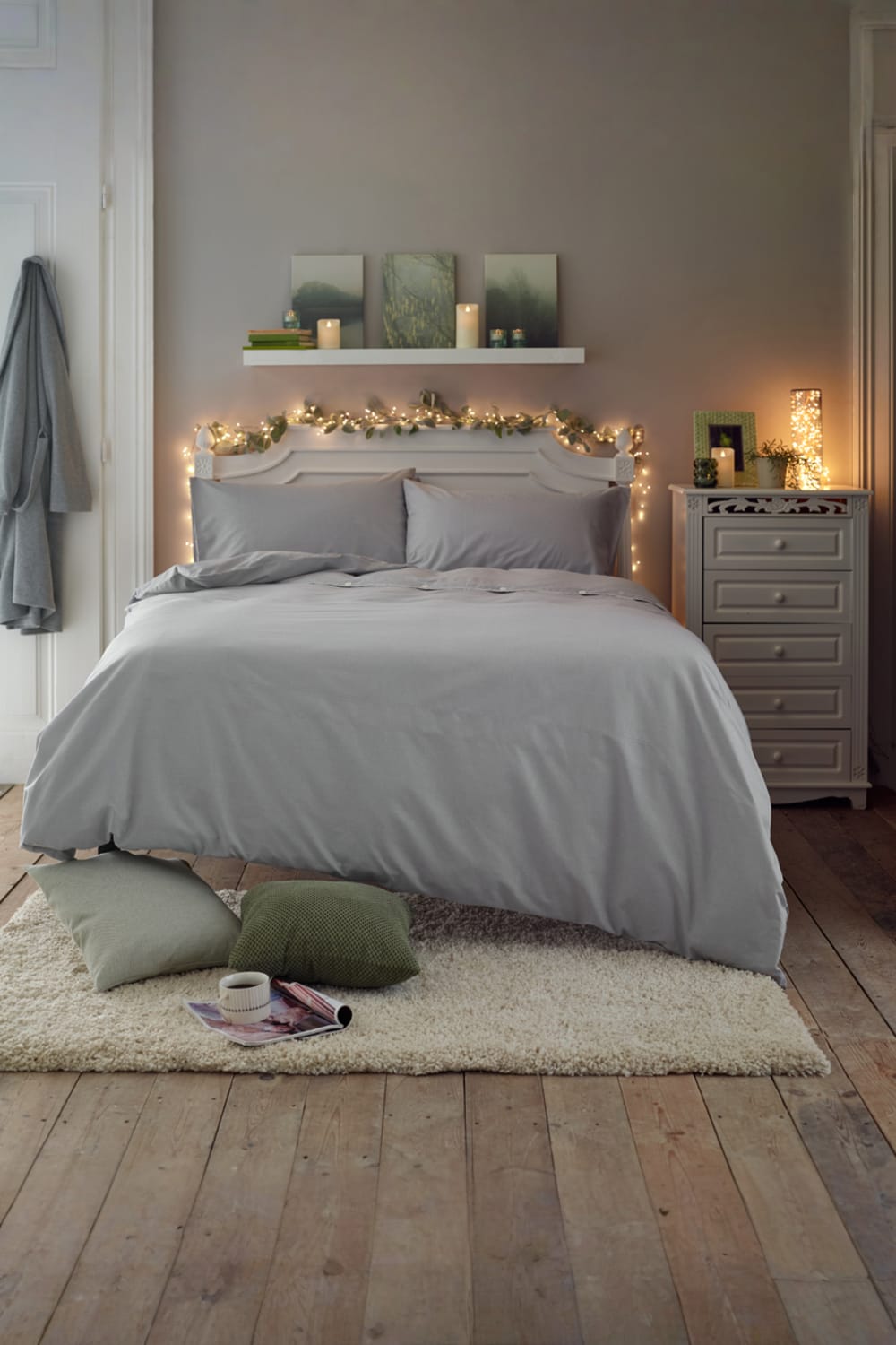 Southwick Cotton Rich Soft Duvet Cover Set -  Breathable Melange Look Bedding With Piped Finish | King | Grey