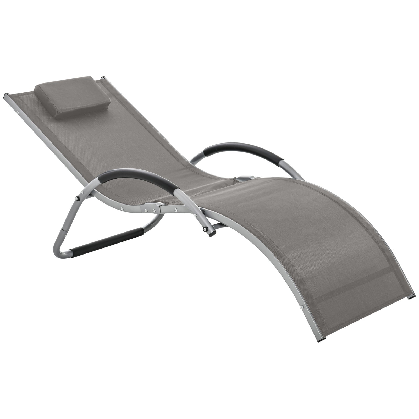 Outsunny Aluminium Frame Sun Lounger Reclining Chair With Pillow