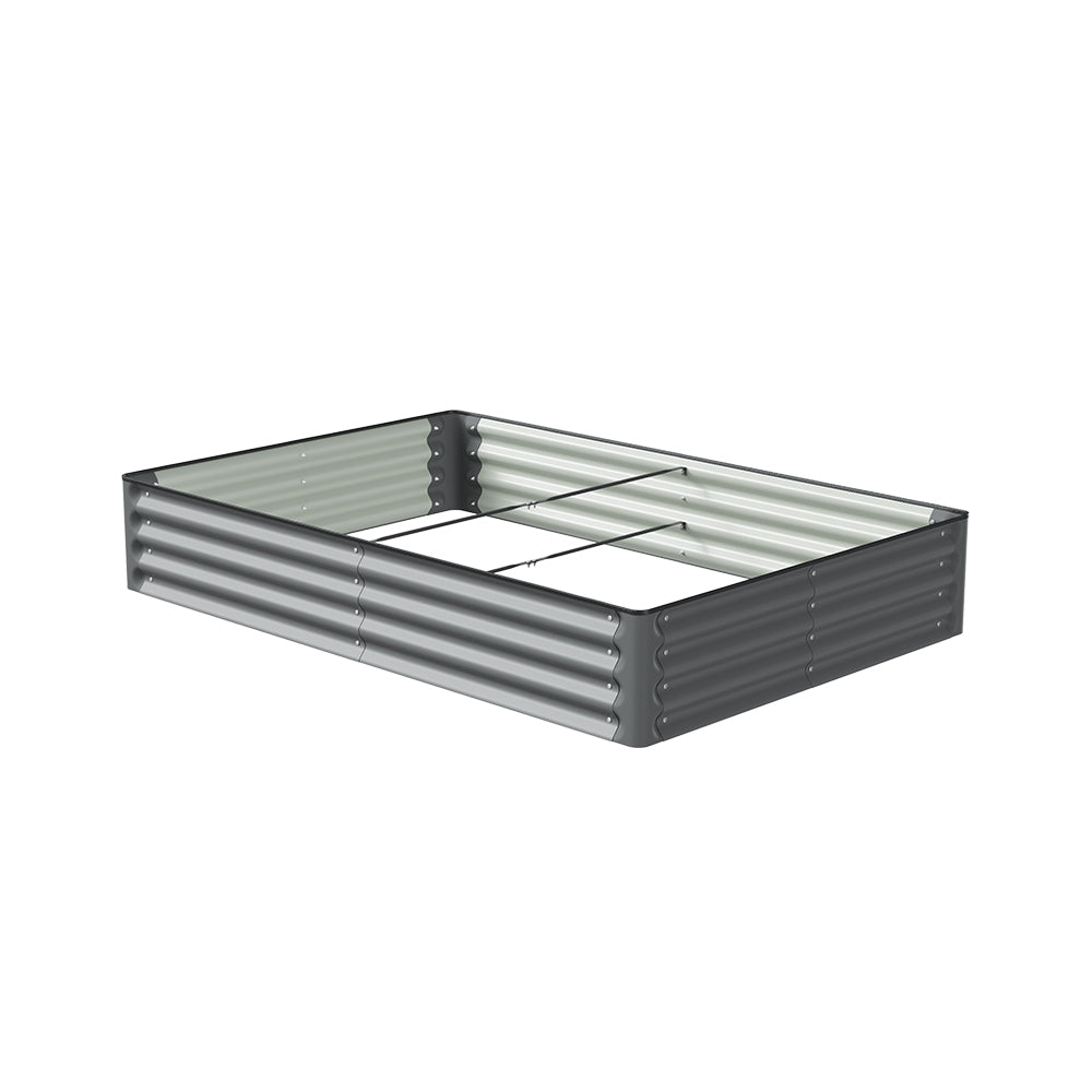 Rectangular Galvanized Steel Raised Garden Bed 180cm W X 120cm D X 30cm H | Dark Grey
