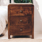 California Walnut Naya Bedside, 3 Drawers, Brown | Brown