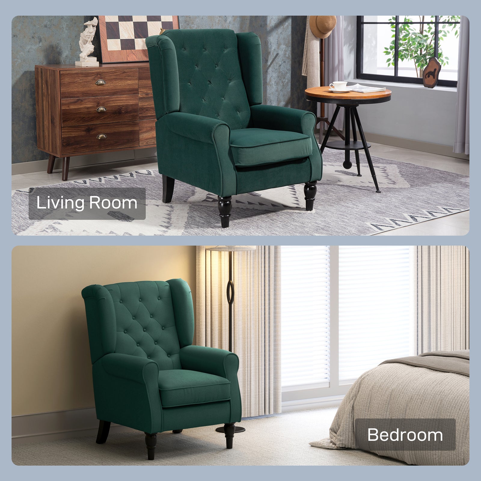 Accent Armchair Home Furniture Retro Tufted Club Fabric | Green