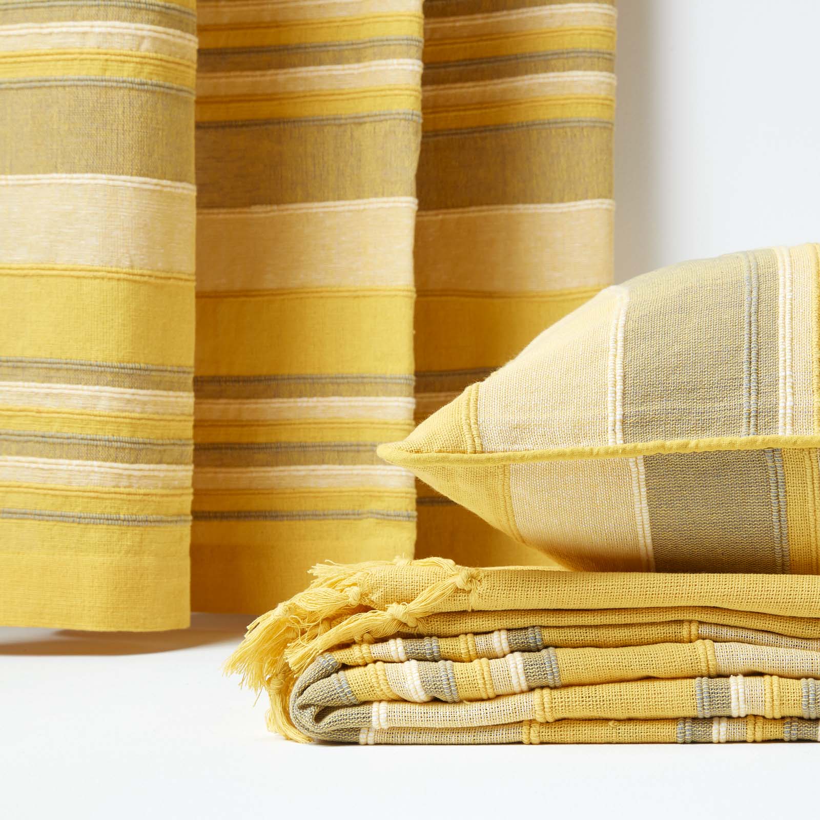Cotton Morocco Striped Throw | 255cm x 360cm | Yellow