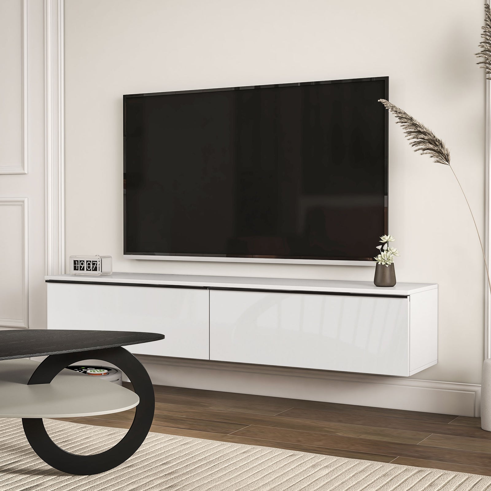 Wall Mounted Tv Stand With Storage | White