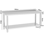 90cm/120cm/180cm×60cm×80cm H Commercial Kitchen Prep 2 Tier Work Stainless Steel Table With Backsplash | Large