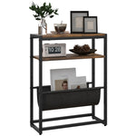 HOMCOM Narrow Side Table with 3-Tier Storage 43 x 18 x 56 cm Rustic Brown