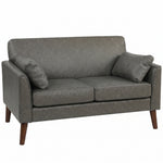 2 Seater Sofa, 132 Cm Modern Small Sofa With Solid Wood Legs | Grey