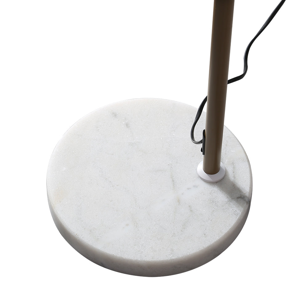 Breeins Vintage Style Floor Lamp With Bamboo Lampshade And Marble Base