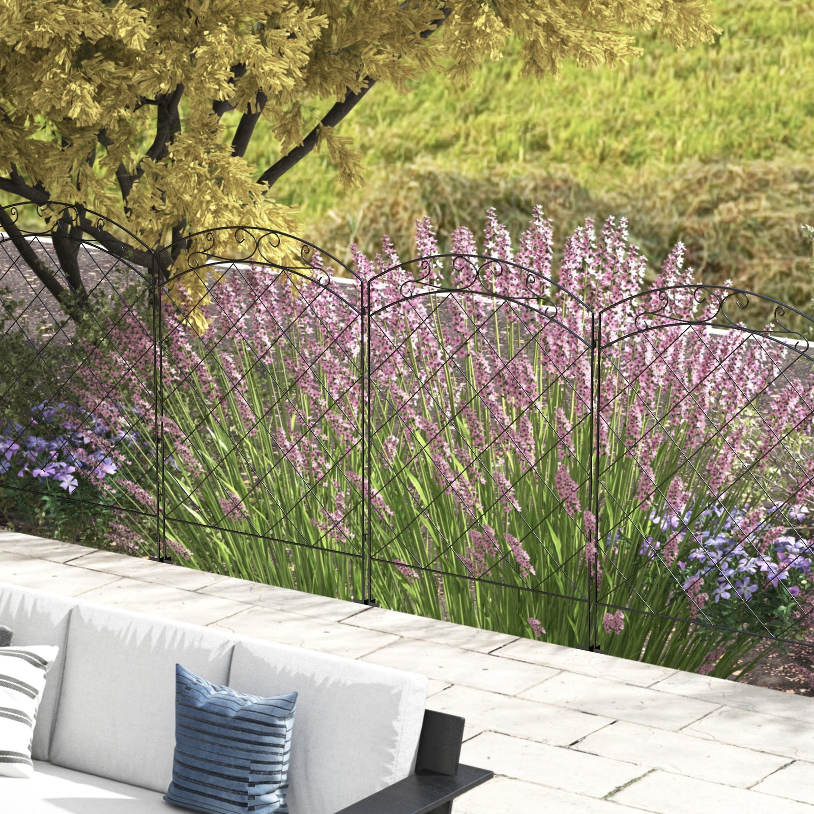 Fencing Panels 43in X 11.4ft Bed Border, Swirls