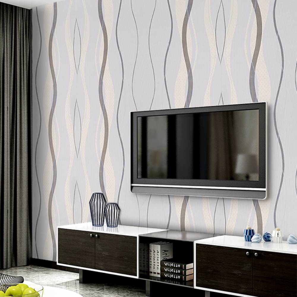 Contemporary Geometric Curving Linear Wallpaper