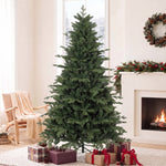HOMCOM 7 Ft Artificial Christmas Tree With Metal Base, Hinged Branches