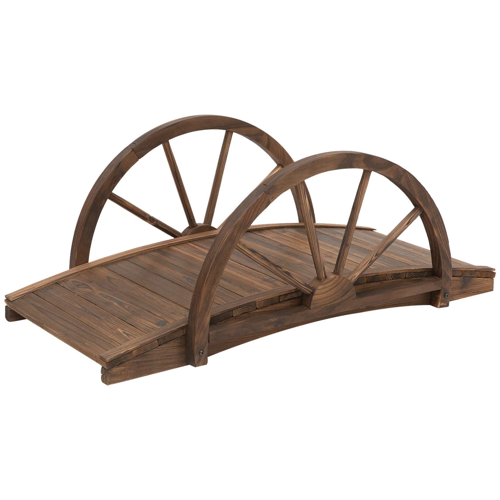 Wooden Garden Bridge With Railings, 100lx50wx37h Cm