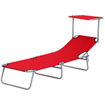 Reclining Sun Lounger Folding Recliner Garden Chair | Set of 1 | Red