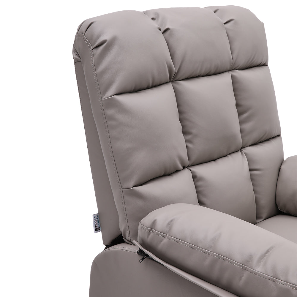 Faux Leather Recliner Armchair Modern Upholstered Lounge Chair With Adjustable Backrest & Footrest | Khaki