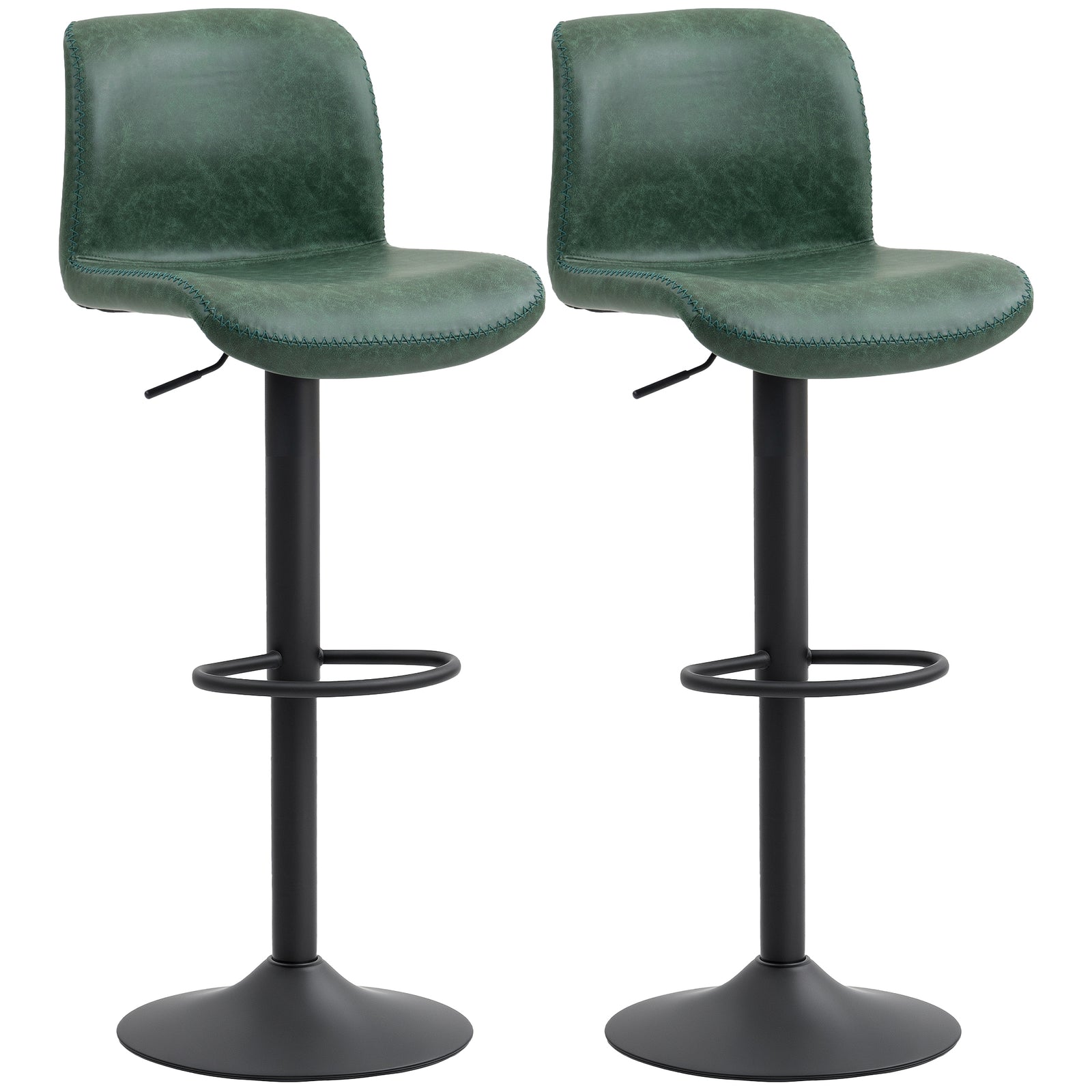 Barstools Set Of 2, Dining Stools With Backrest And Footrest | Green