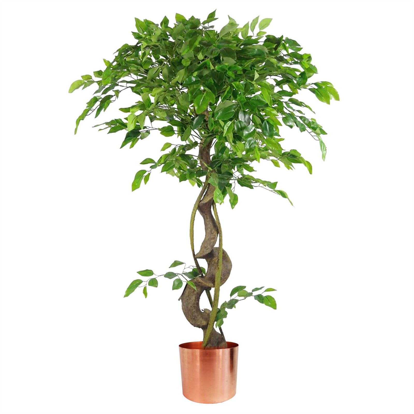 120cm Twisted Trunk Artificial Fruticosa Ficus Tree Copper Planter