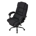 Ergonomic Black Linen Office Chair – High Back, Recline 135°, Built-in Footrest, Adjustable Height, 360° Swivel