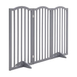 Foldable Freestanding 3/4-panel Arched Pet Gate, Indoor Safety Barrier For Doorways, Halls & Staircases | Small | Grey