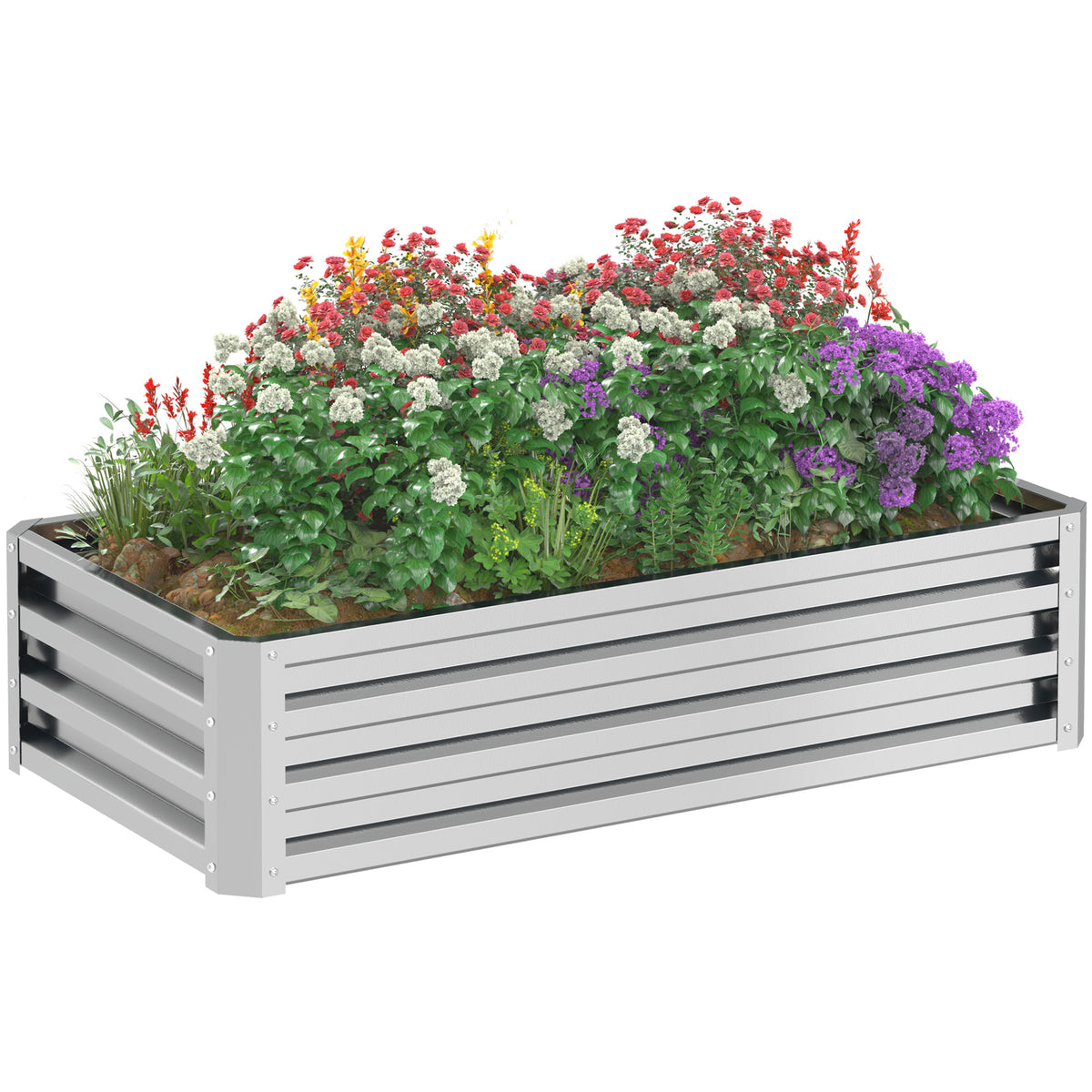 Raised Garden Bed Steel Planter Box | 216l | Silver
