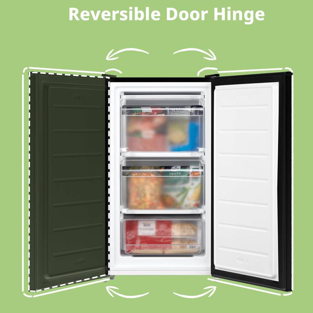 60 Litre Adjustable Thermostat Reversible Door Freestanding Under Counter 48cm Upright Freezer