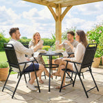 Outsunny Folding Garden Chairs Set Of 4 With Plastic Seat And Back, Black