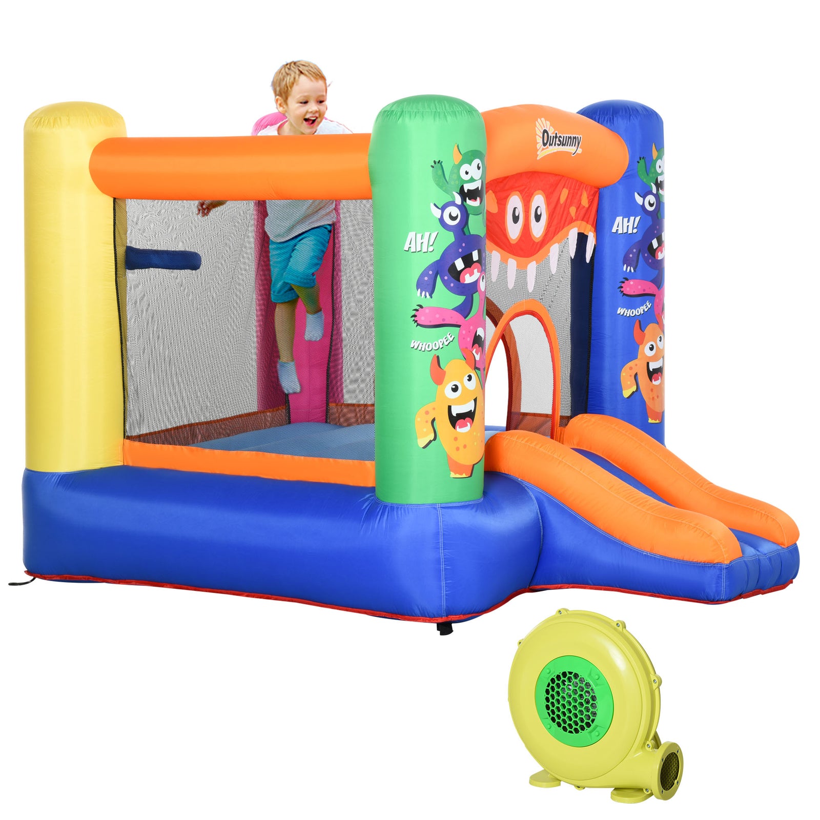 Bouncy Castle With Slide Basket Trampoline Monster Design 2.5x1.8x1.75m