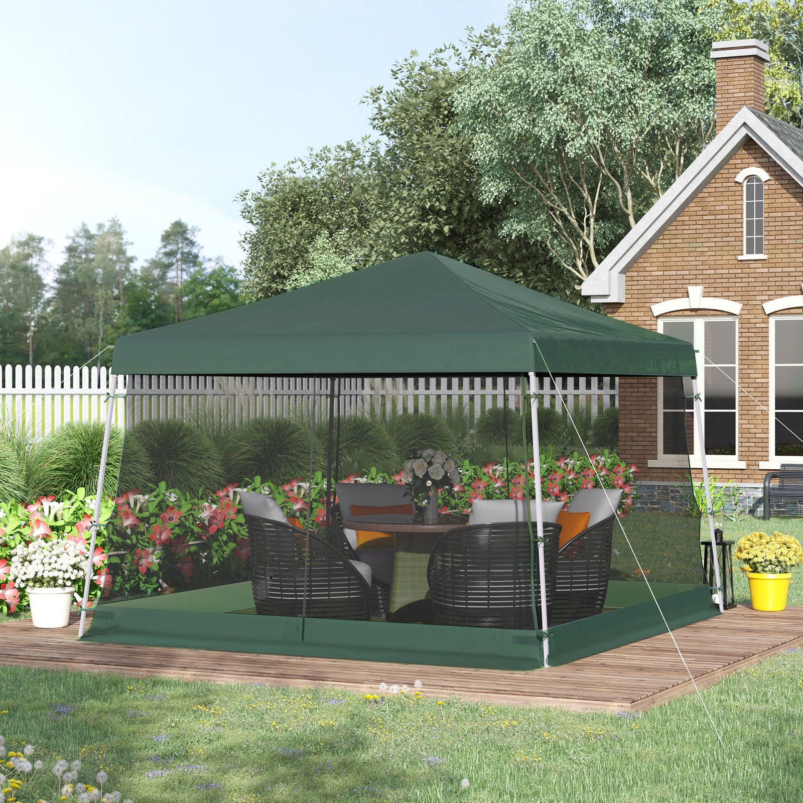 Outdoor Pop-up Gazebo, 3.5x3.5m, Mesh Sides