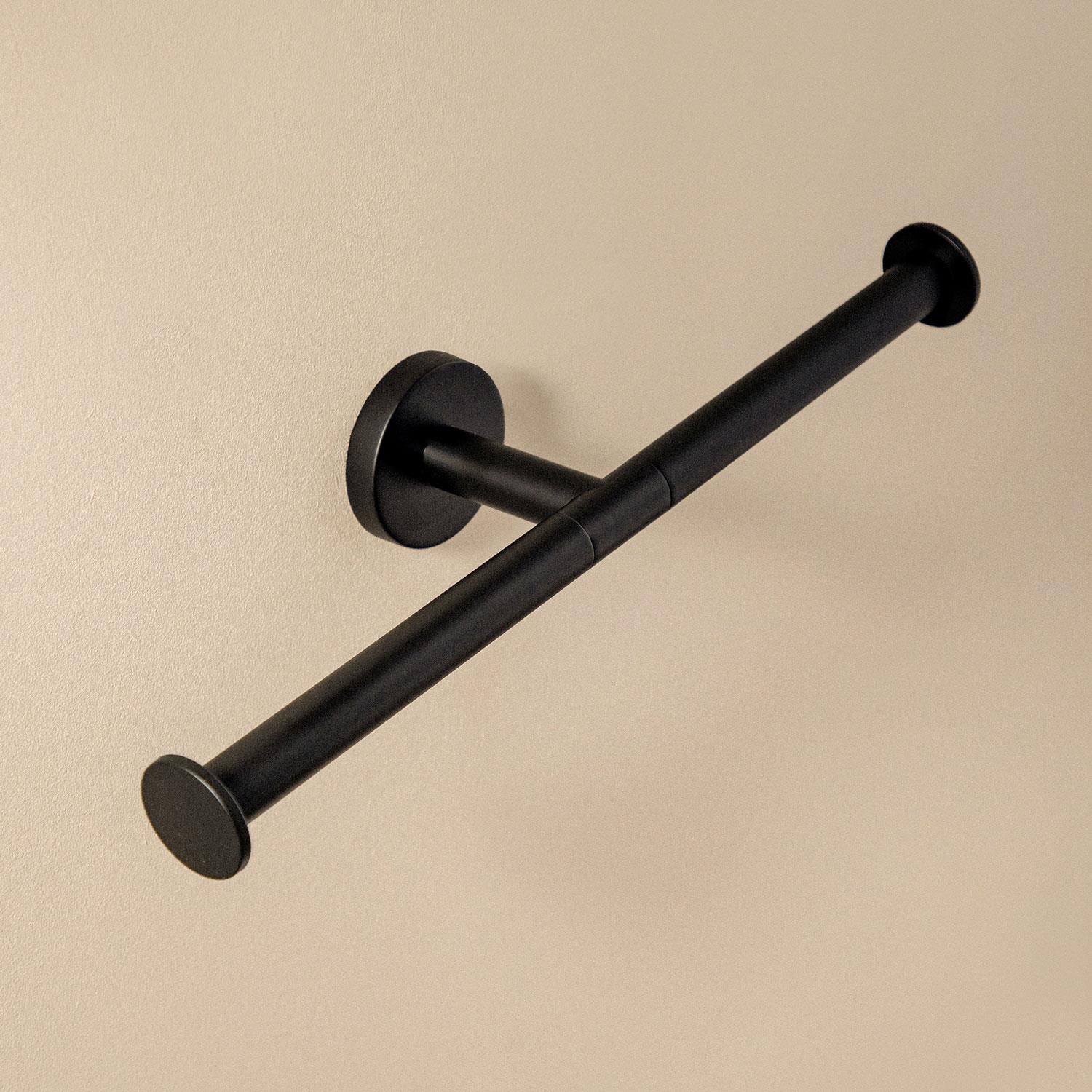 Double Toilet Roll Holder, Matt Black, Hidden Fixings, Start Collection