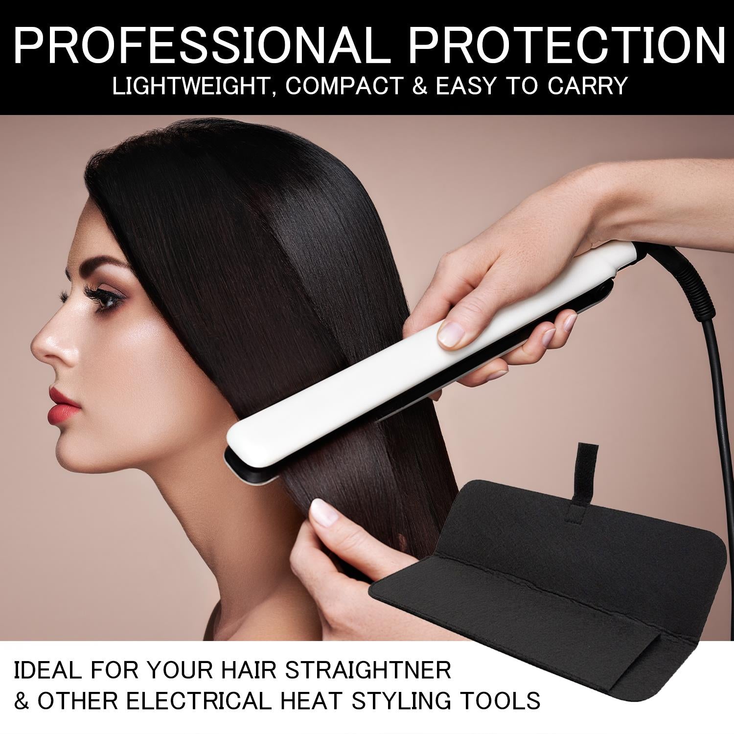 Envie Hair Straightener Heat Protection Storage Case Black Foldable Flat Iron Bag