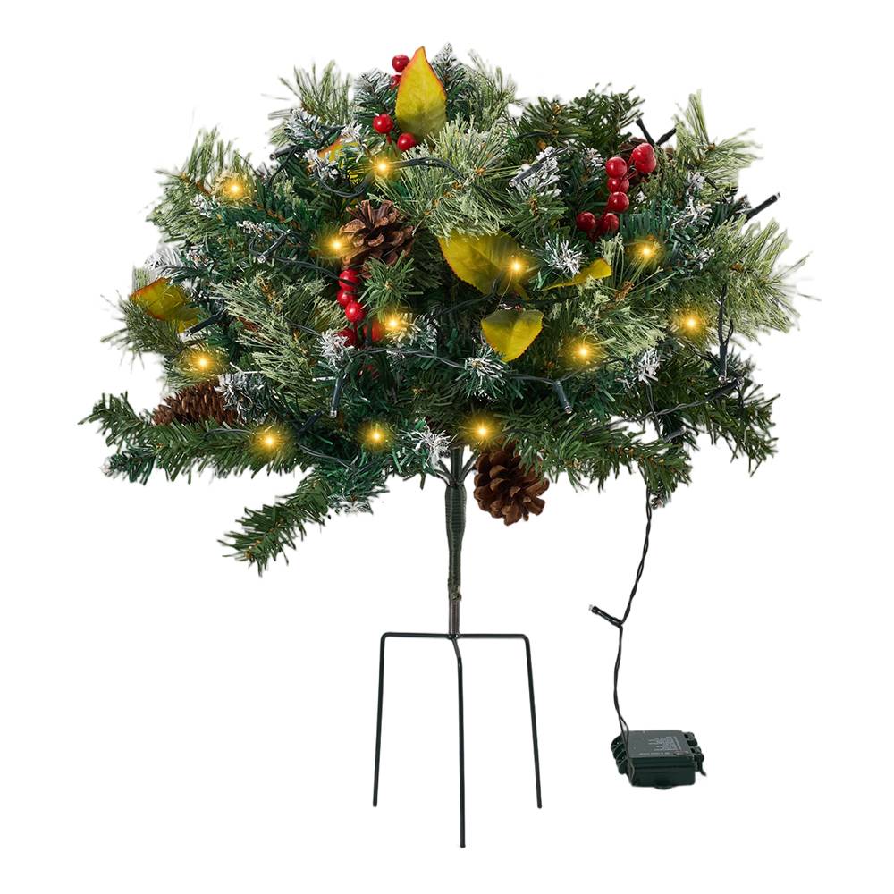 Artificial Pre-lit Christmas Planter Bushes Decorations