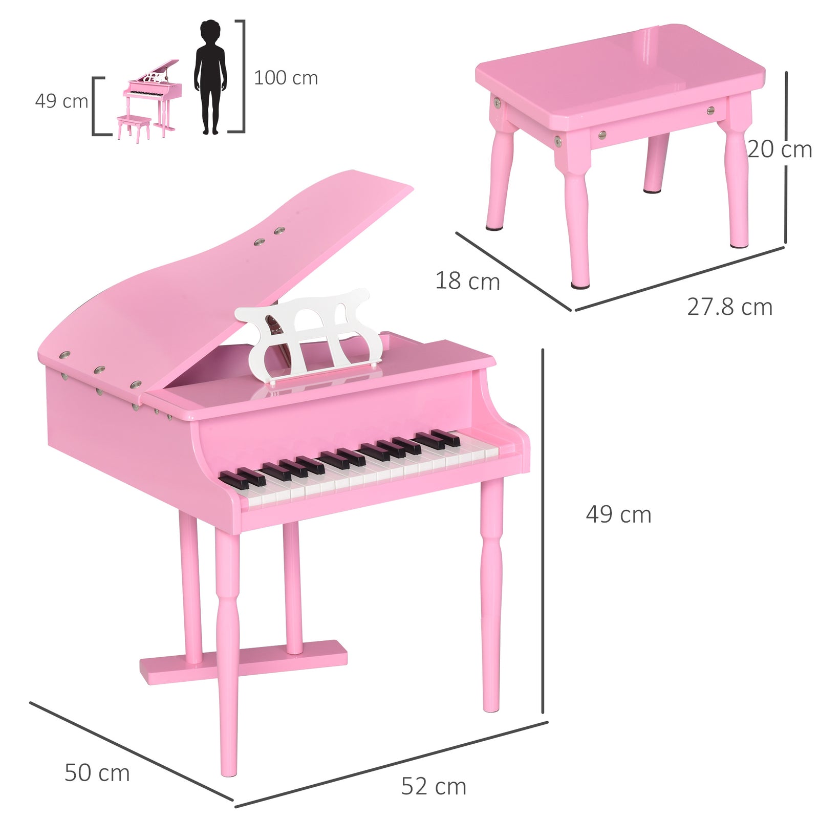 30 Keys Mini Kids Piano With Music Stand And Bench Best Gifts Toy