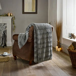 Ashridge Soft Faux Fur Throw 130x170cm – Elegant Textured Blanket | 130cm x 170cm | Grey