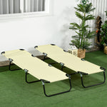 Folding Sun Loungers Set Of 2 With Adjustable Backrest | Beige