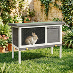 PawHut Rabbit Hutch, Guinea Pig Hutch Outdoor Cage With Asphalt Roof
