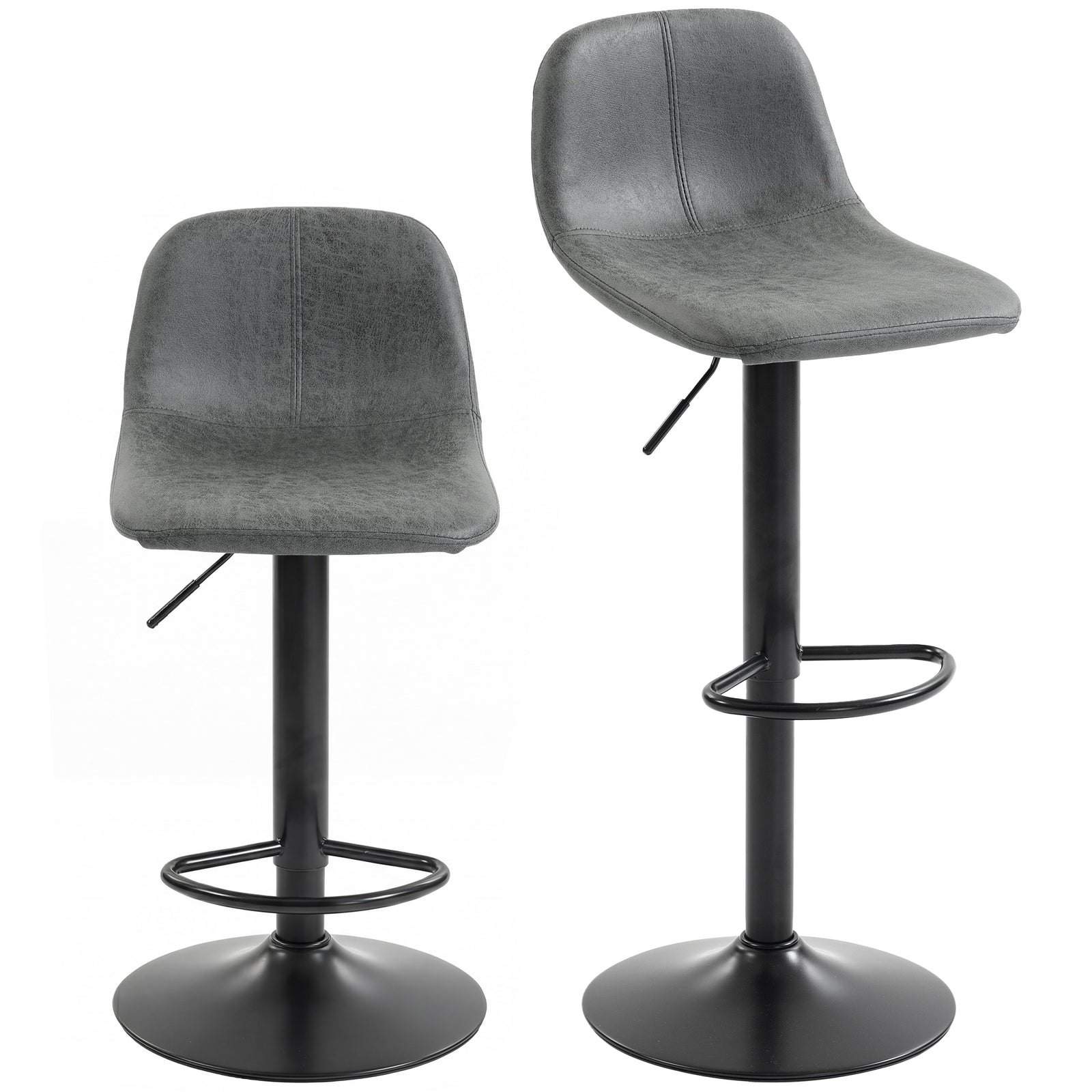 HOMCOM Bar Stools Set Of 2, Modern Swivel Barstools For Dining Room, Grey