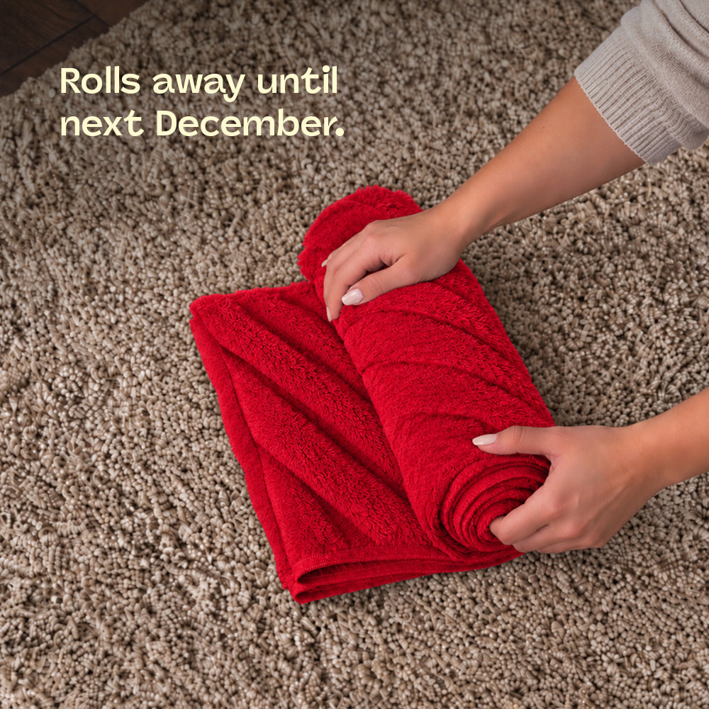 Round Faux Fur Christmas Tree Skirt With Velcro Closure | Red