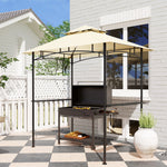 8' X 5' Grill Gazebo, Double Tiered Outdoor Bbq Shelter | Beige
