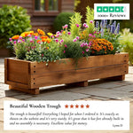 Pine Wooden Planter Flower Trough With Feet | 120cm x 18cm x 15cm | Brown