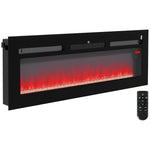 102/127cm Electric Fireplace Recessed Wall Mounted Black | Large | Black