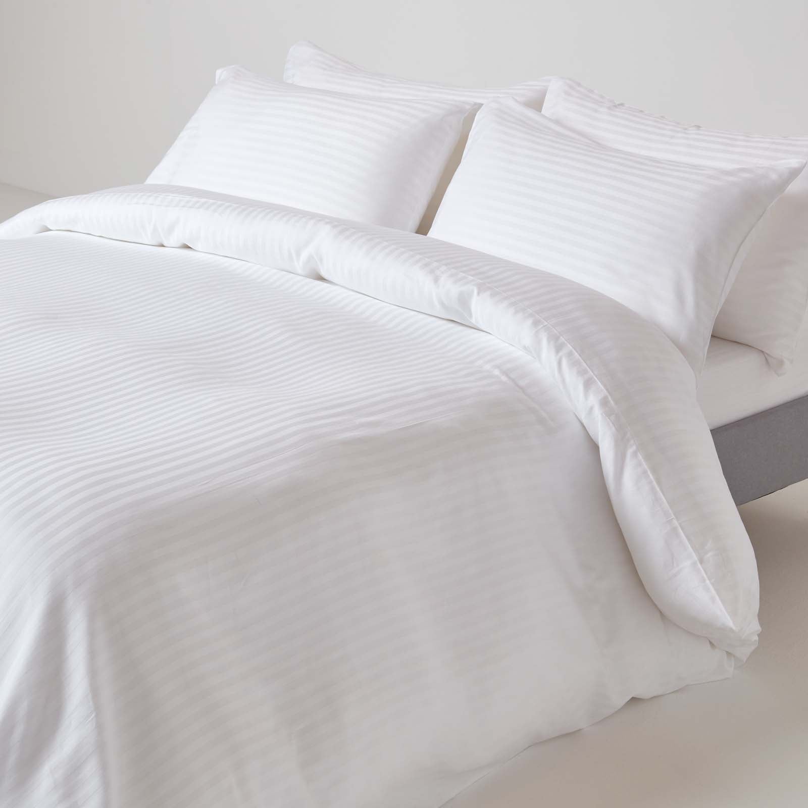 Egyptian Cotton Satin Stripe Flat Sheet 330 Tc | Double | White