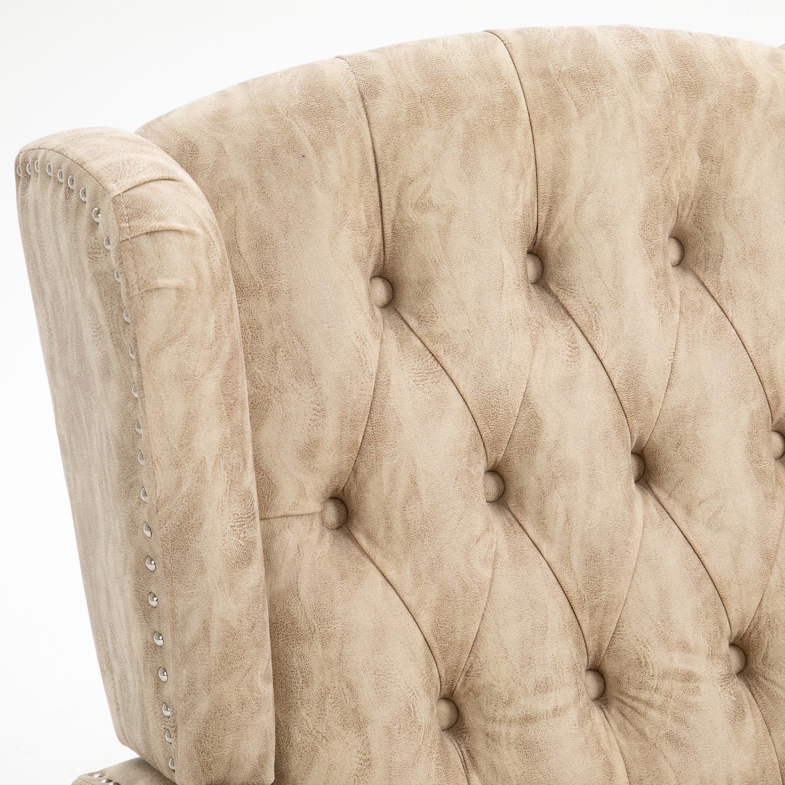 Marble Effect Reclining Armchair W/ Footrest | Beige