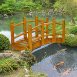 Wooden Garden Bridge With Railings, Arc Footbridge, Brown
