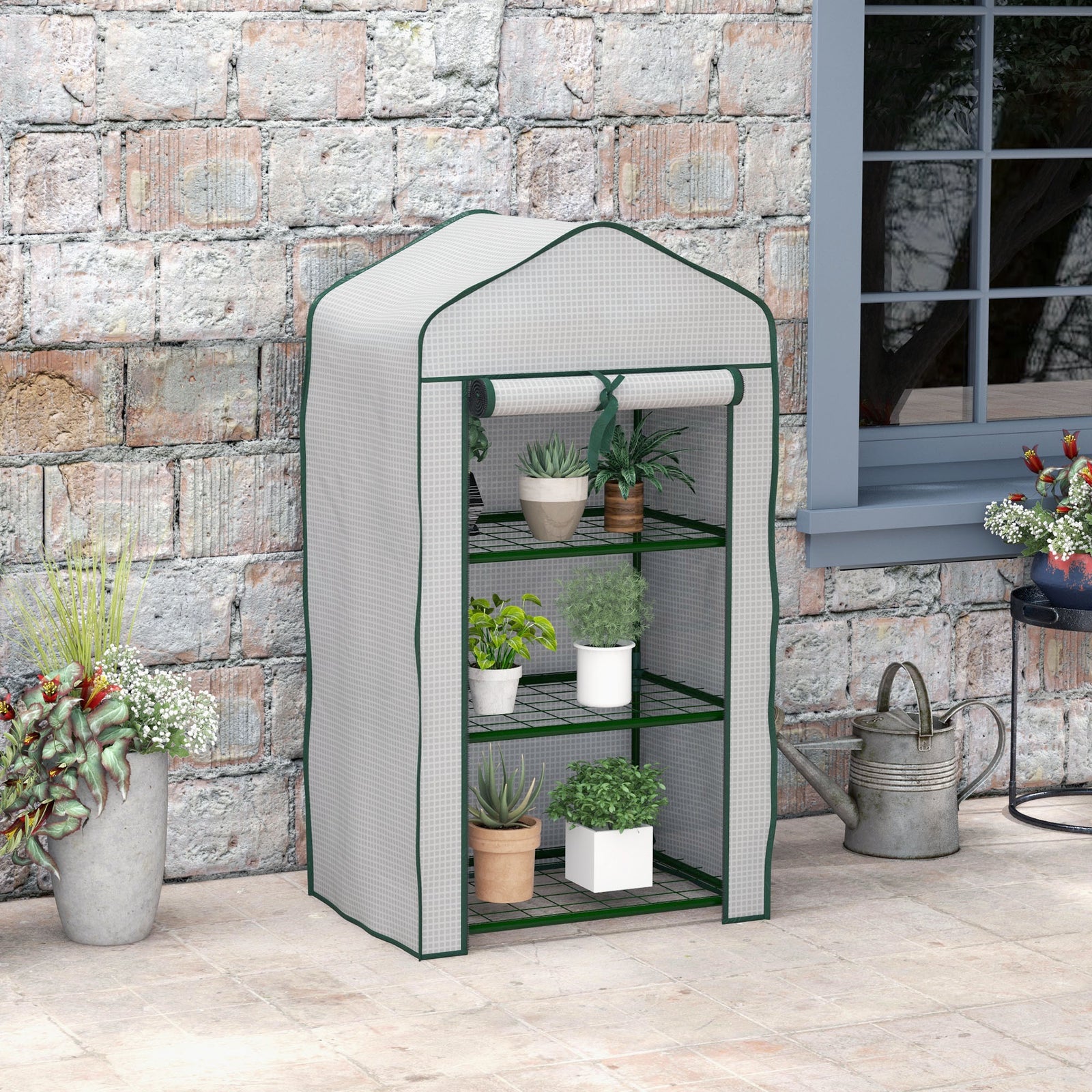 3-tier Mini Greenhouse W/ Pe Cover | White