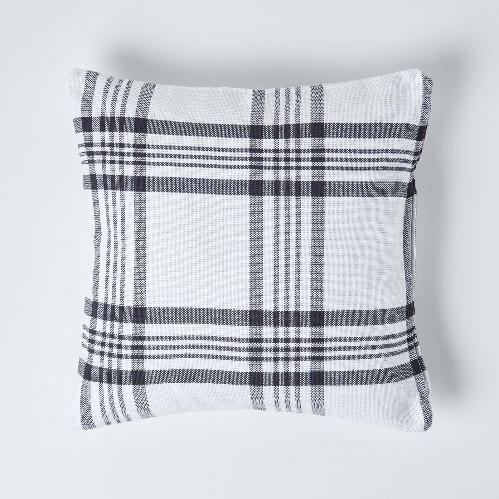 Tartan Check Pattern Cushion Cover | 60cm x 60cm | Black & White