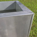 Zinc Galvanised Tall Flared Tapered Square Planter | 30cm x 30cm x 70cm | Silver