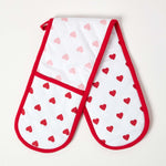 Red Hearts Cotton Double Oven Glove
